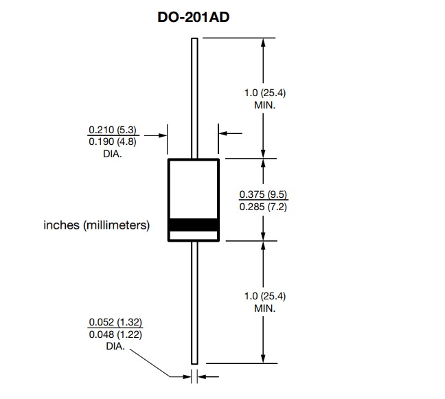 Mechanical Drawing - Vishay Semiconductors SB520 to SB560 Schottky Barrier Rectifiers